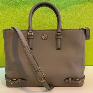 Tory Burch French Grey Robinson Leather Tote